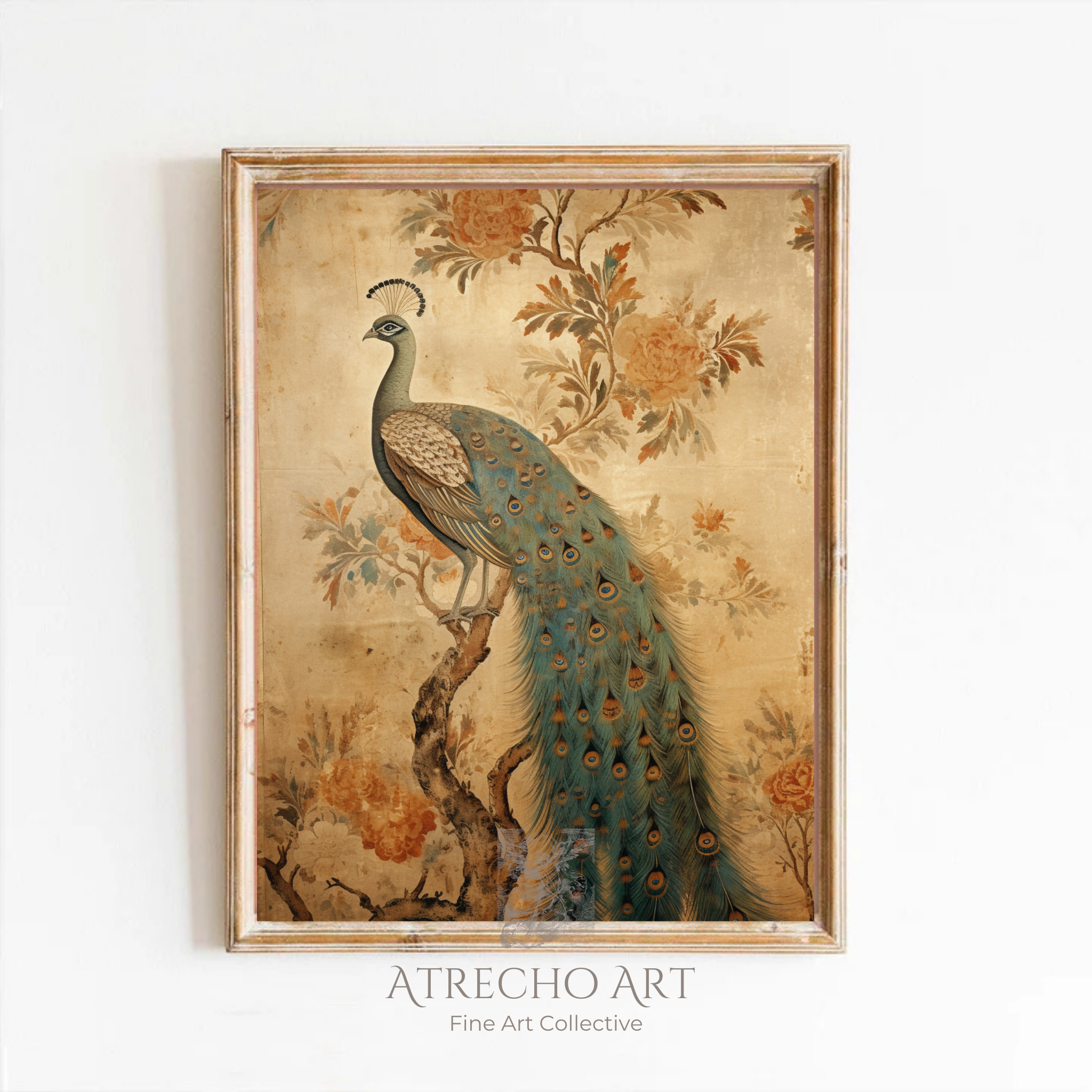 ★Original ART  ‘Peacock’ Vintage Peacock Wall Art | Antique Fine Art Print | AN53 – Atrecho Art