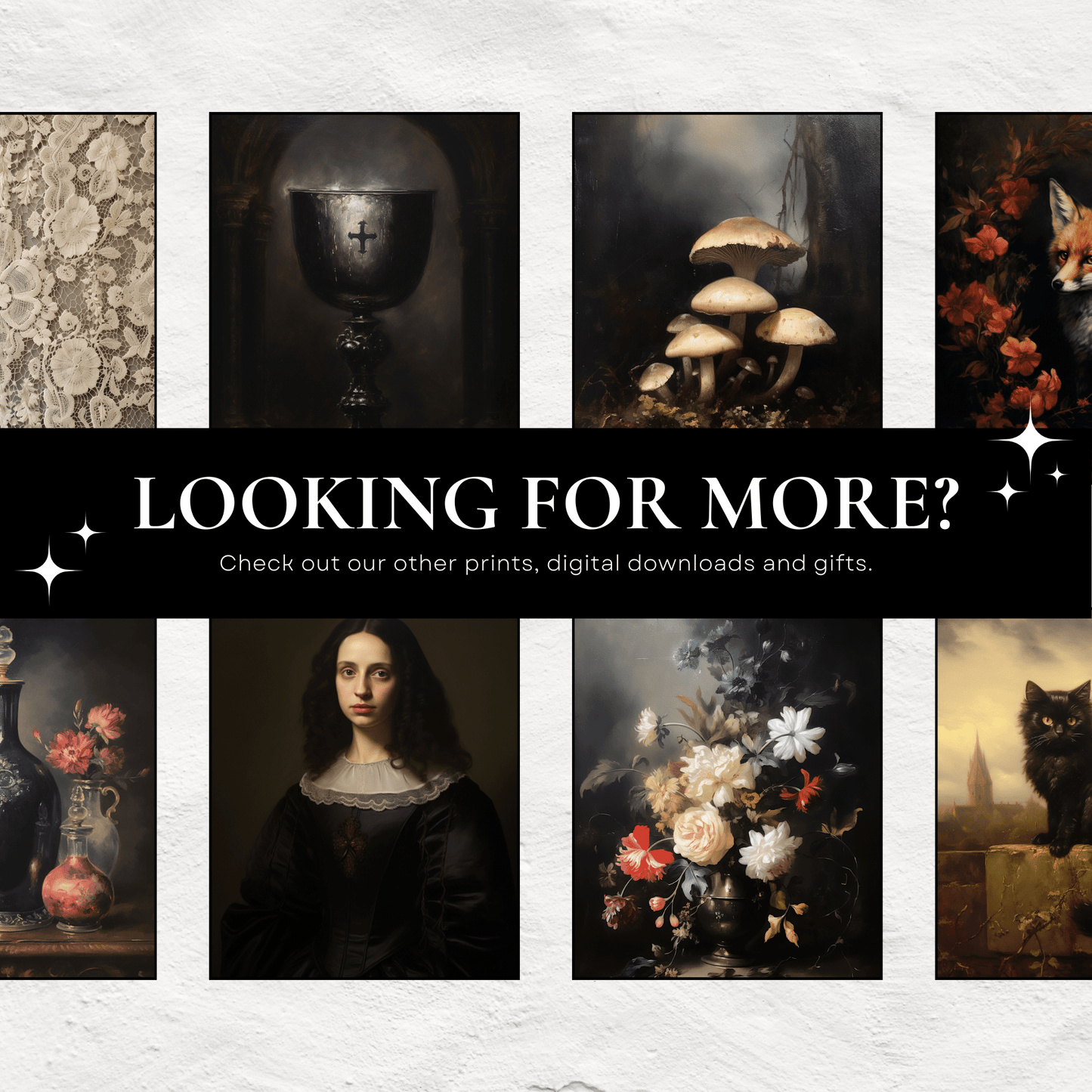 ENSEMBLE DE SIX Estampes | P604 | Collection de fleurs sombres