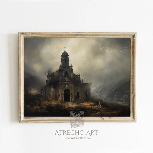 Church Ruins Art Print | Gothic Wall Art | Dark Ornamental | Moody Architectural Decor