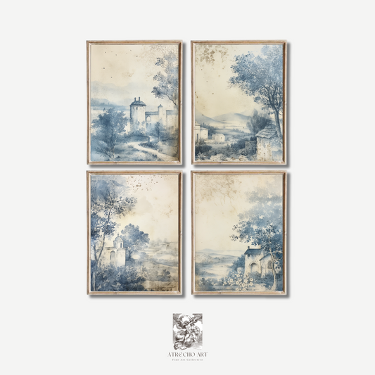 SET OF FOUR Prints | P404 | Blue Etchings