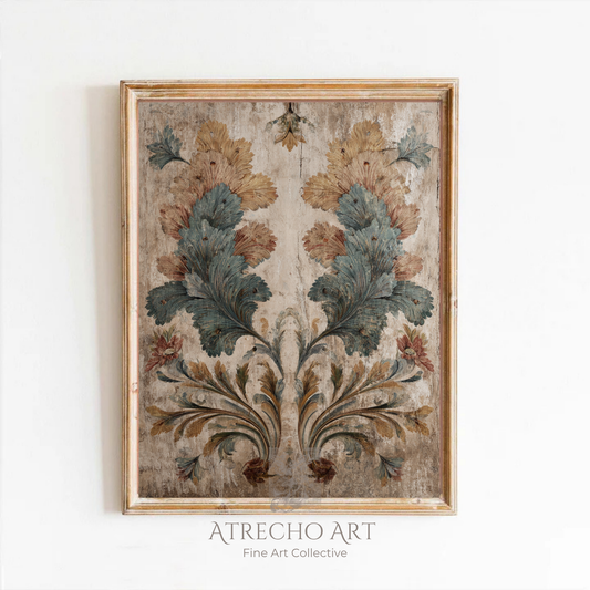 Antique Plume Wall Art | Vintage Linen Texture Print | TE22