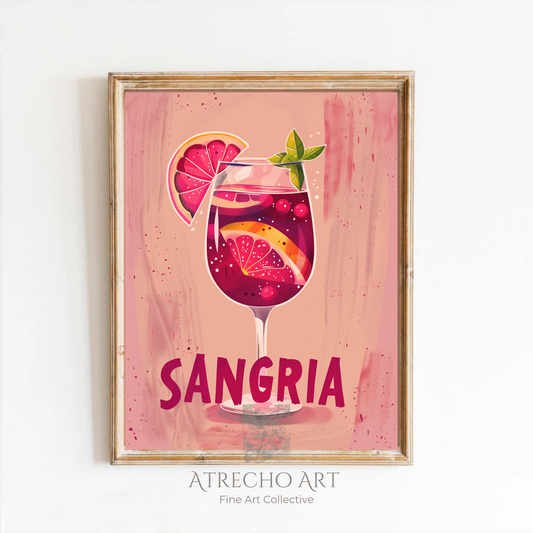 Impression Sangria | Décoration murale de cuisine espagnole | Affiche cocktail | Téléchargement numérique | Décoration de chariot de bar