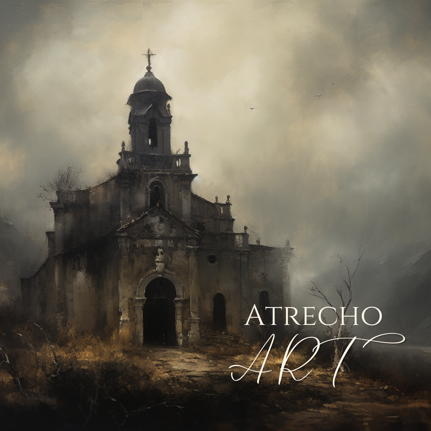 Church Ruins Art Print | Gothic Wall Art | Dark Ornamental | Moody Architectural Decor