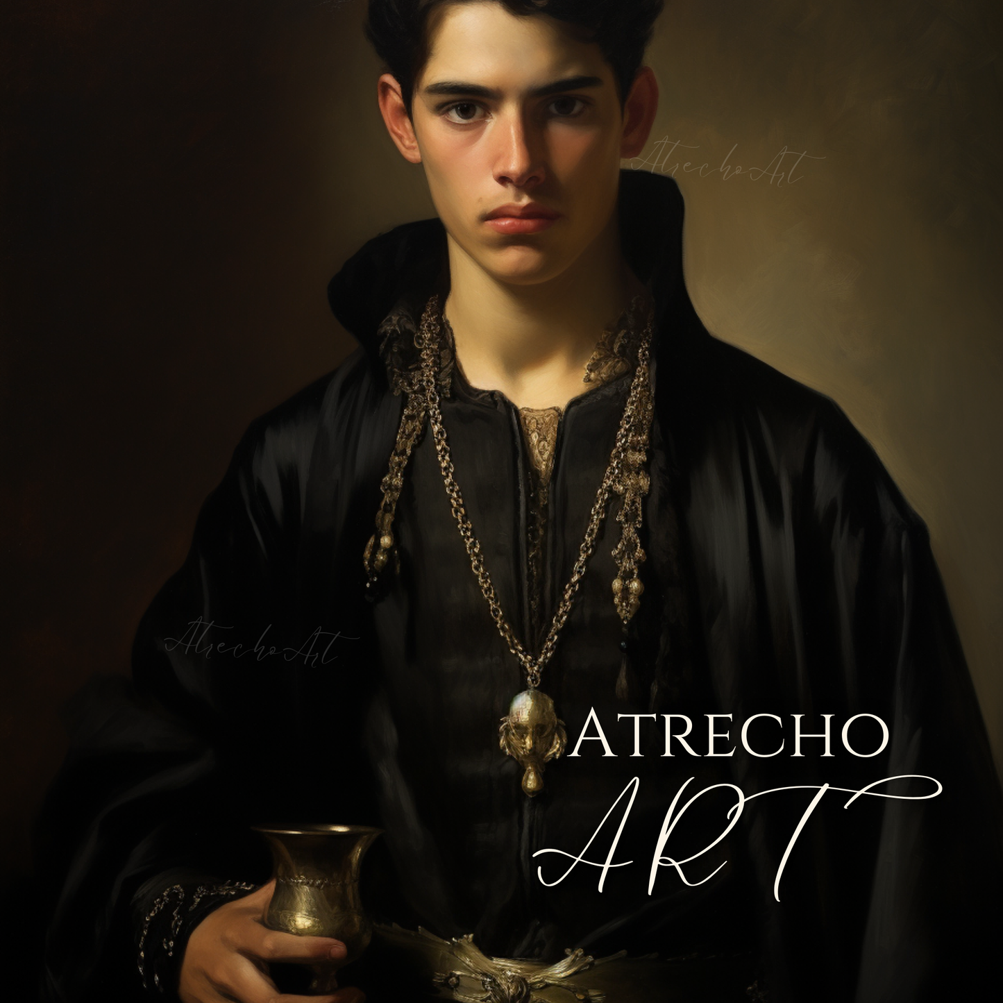 THE PRINCE fantasy aesthetic portrait art print featuring mystical nobleman in dark academic style, perfect for bookish aesthetic and fantasy core decor