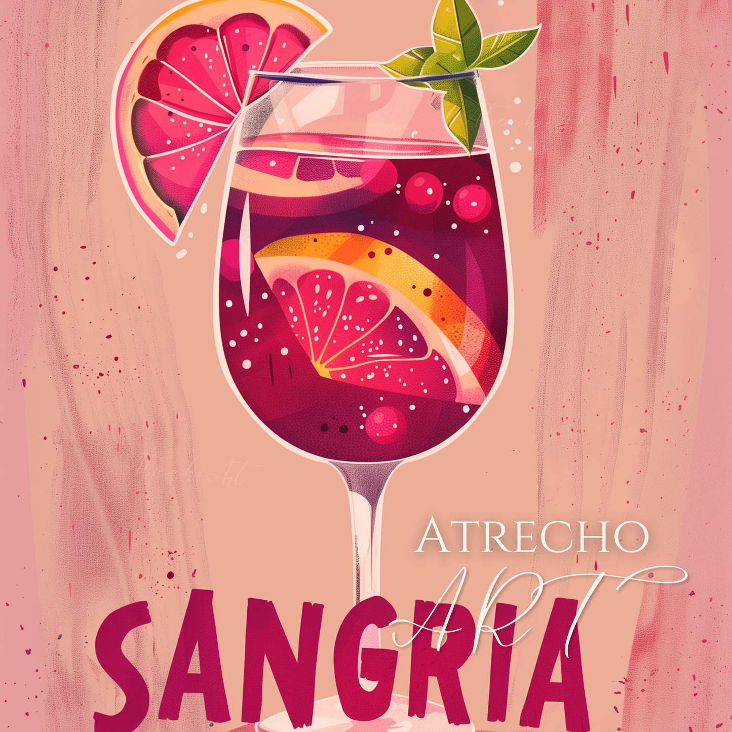 Sangria Print | Spanish Kitchen Wall Art | Cocktail Poster | Digital Download | Bar Cart Decor