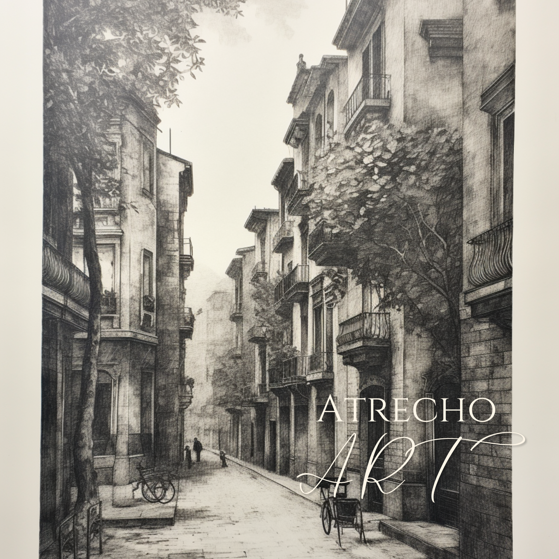 Vintage European street art prints set featuring historic cobblestone streets and Old World architecture, perfect for travel-inspired gallery walls