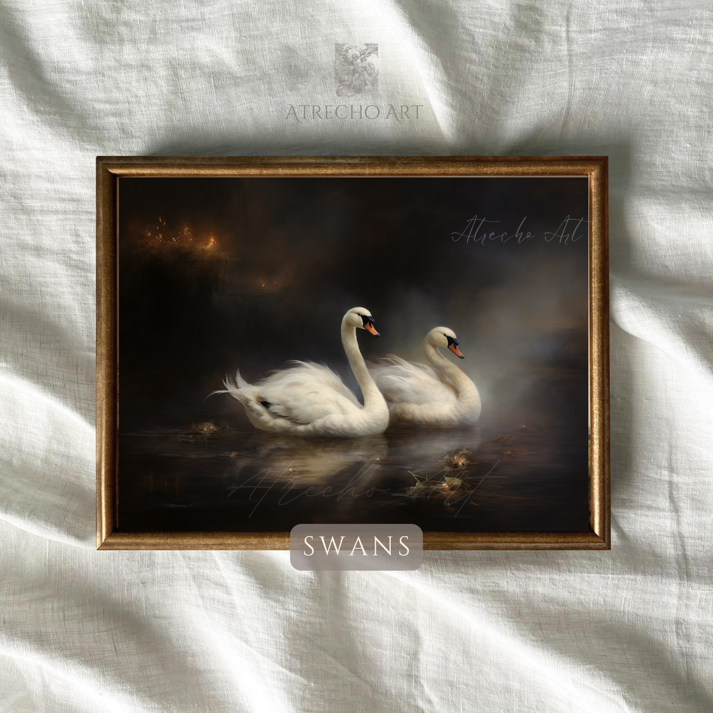 SWANS ON A LAKE | Printed Artwork | AN45