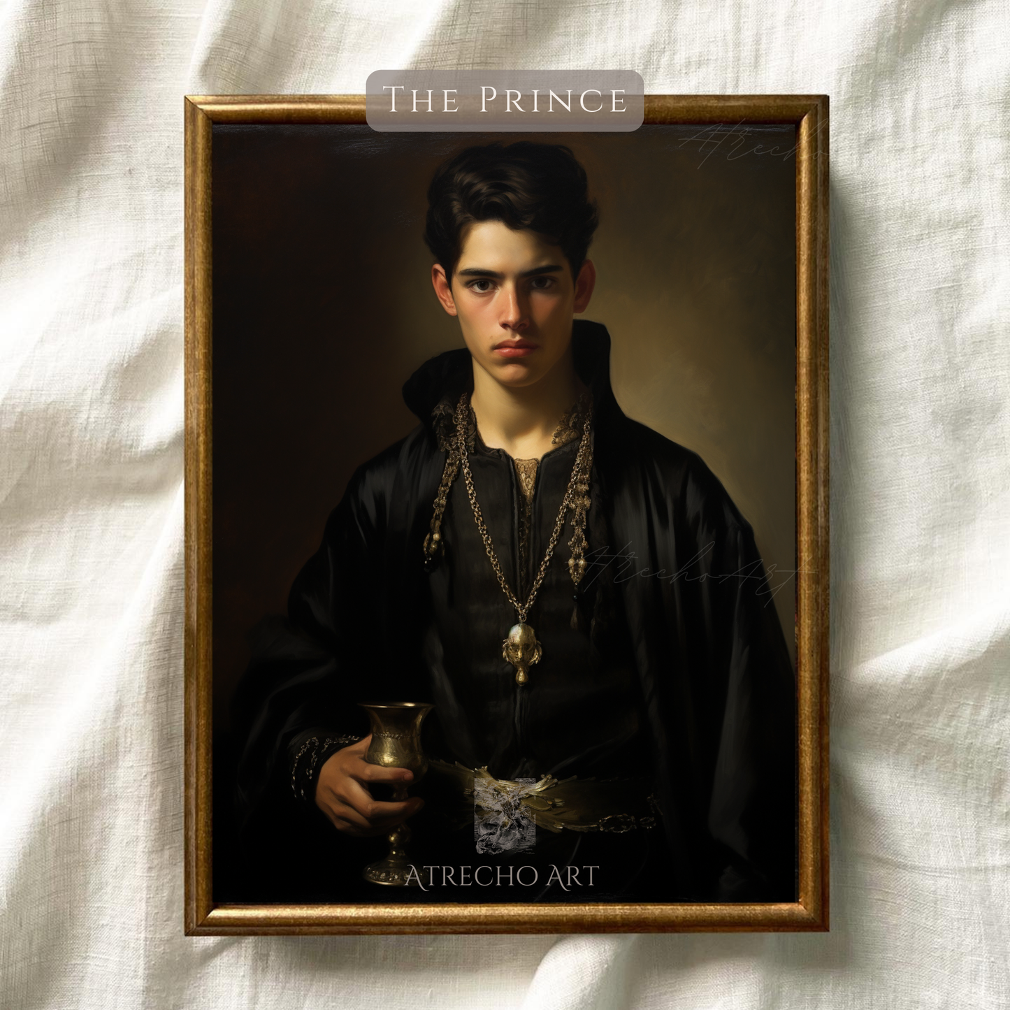 THE PRINCE fantasy aesthetic portrait art print featuring mystical nobleman in dark academic style, perfect for bookish aesthetic and fantasy core decor
