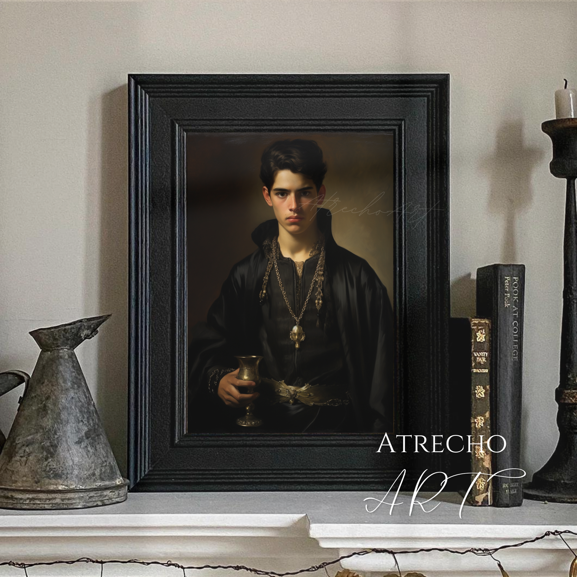 THE PRINCE fantasy aesthetic portrait art print featuring mystical nobleman in dark academic style, perfect for bookish aesthetic and fantasy core decor