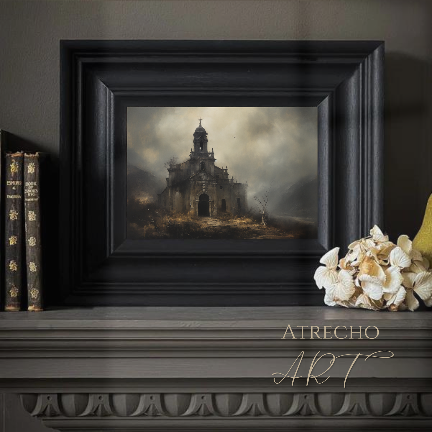 Church Ruins Art Print | Gothic Wall Art | Dark Ornamental | Moody Architectural Decor