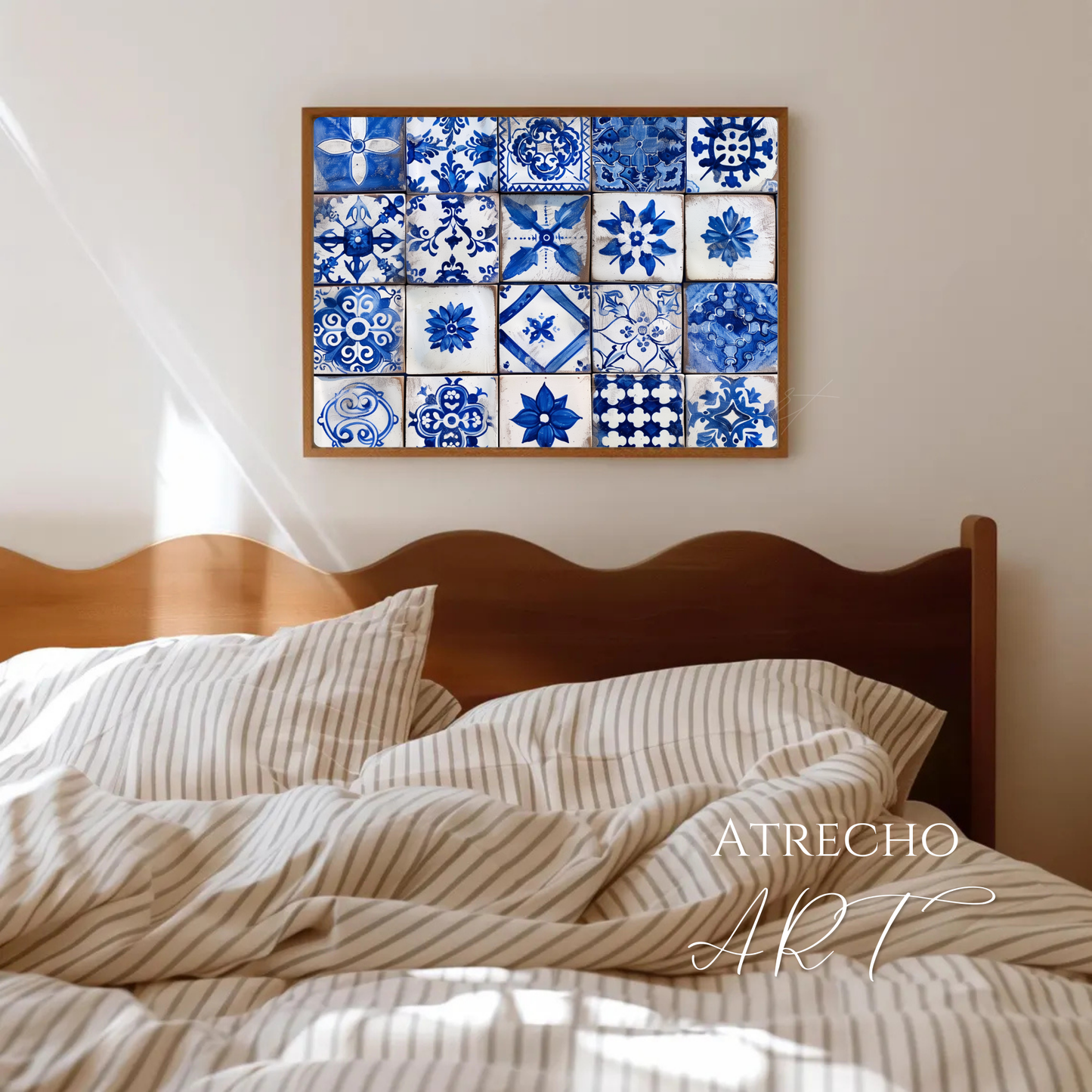 Spanish Blue Tiles Print | Mediterranean Wall Art | Azulejo Tile Pattern | Digital Download | Coastal Decor