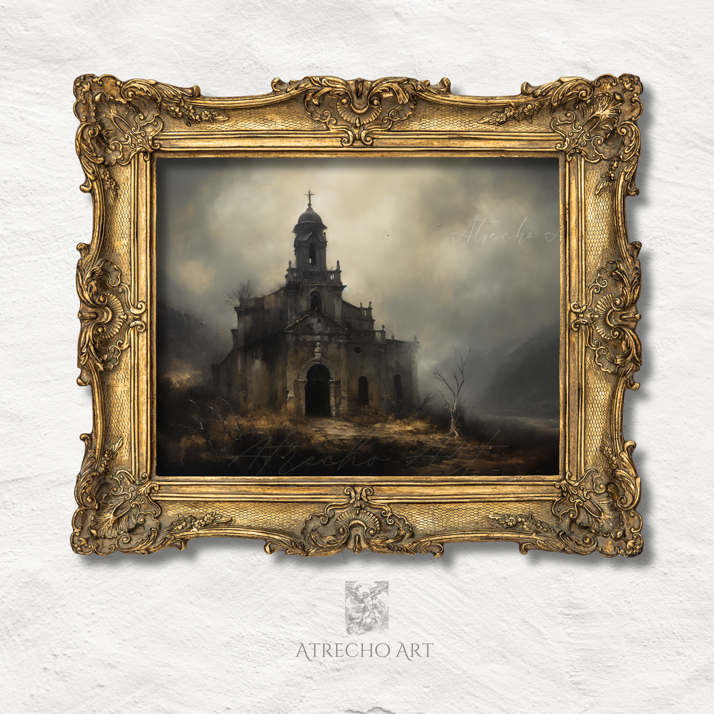 Church Ruins Art Print | Gothic Wall Art | Dark Ornamental | Moody Architectural Decor