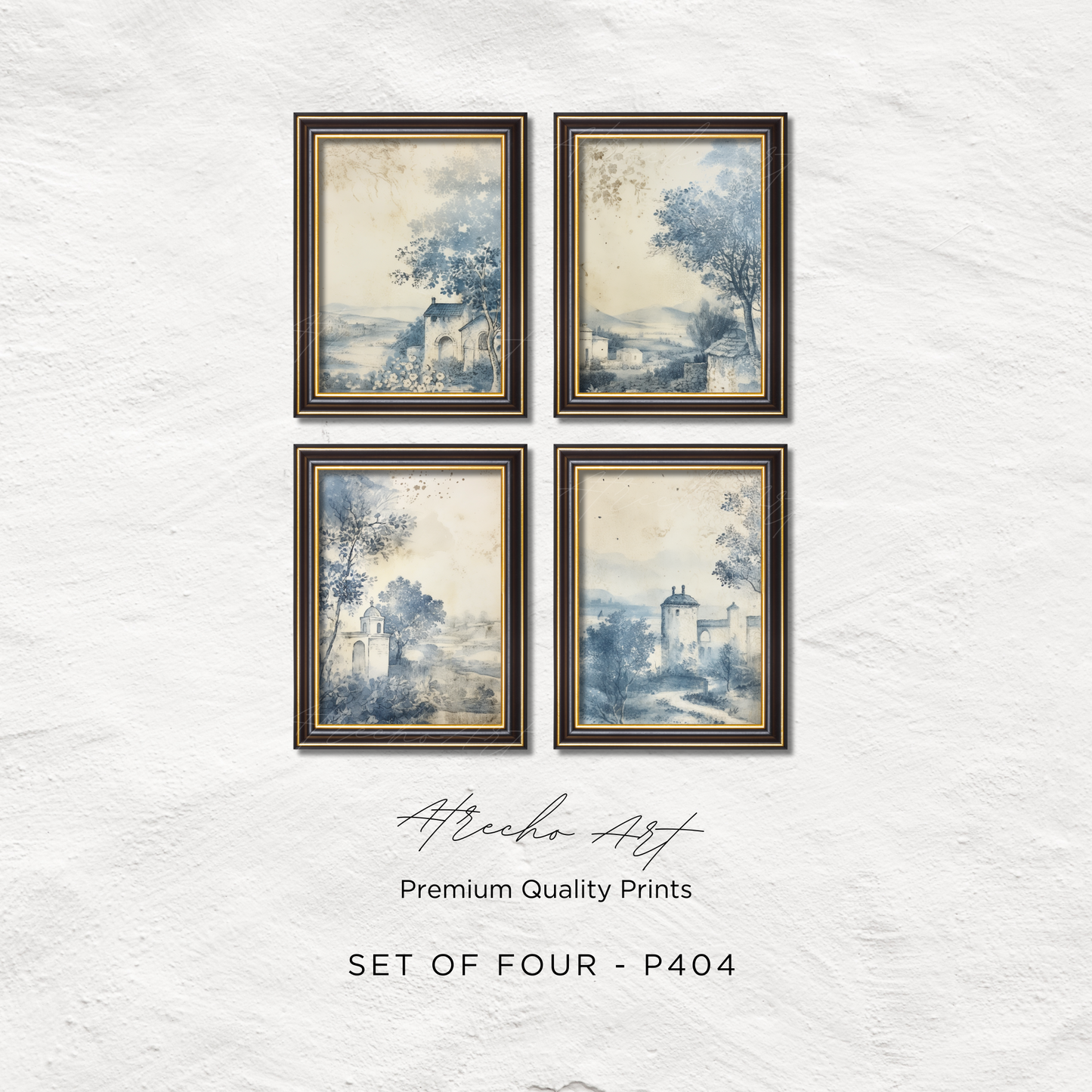 SET OF FOUR Prints | P404 | Blue Etchings