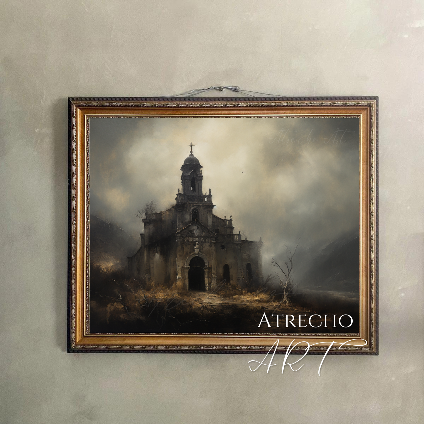 Church Ruins Art Print | Gothic Wall Art | Dark Ornamental | Moody Architectural Decor
