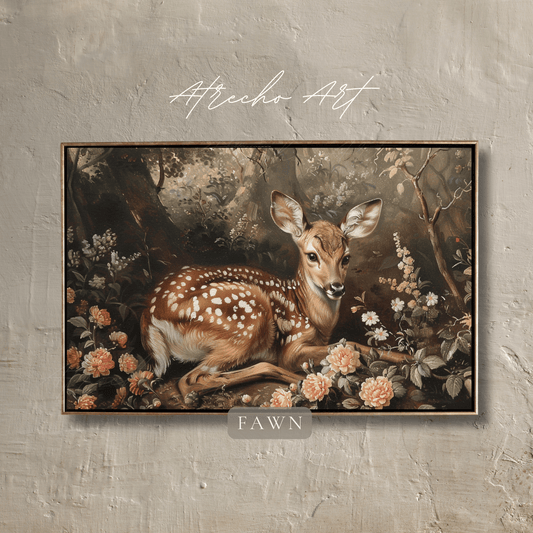 fawn in forest art print Atrecho Art