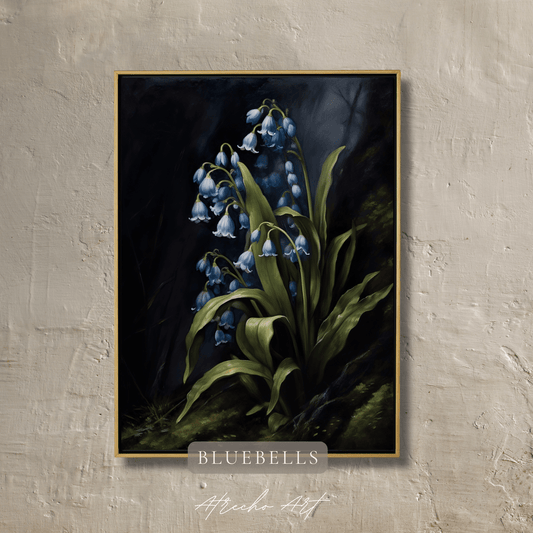 BLUEBELLS | Printed Artwork | FL19 | Dark Academia Fine Art Poster | Moody Vintage Floral Wall Decor Atrecho