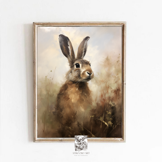 vintage hare rabbit bunny art print Atrecho Art