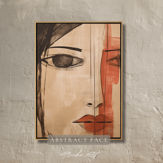 ABSTRACT FACE | Warm Colors Printed Artwork, Muted Abstract Art, Maximalist Wall Art, Ready to Frame Poster Decor | AB02 Atrecho Art