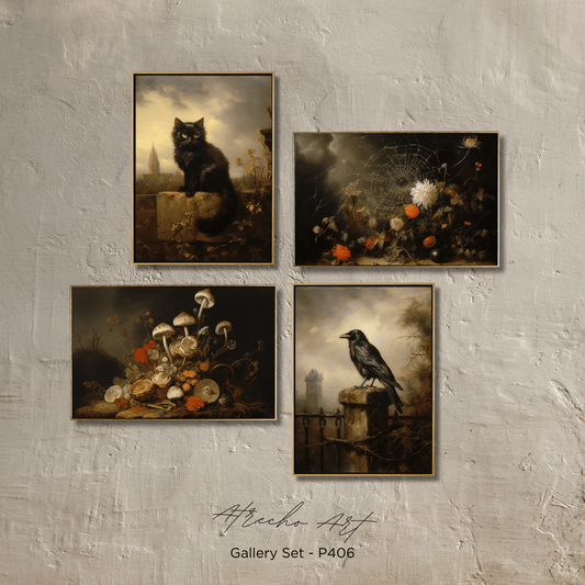 SET OF FOUR Prints | P406 | Dark Academia Collection