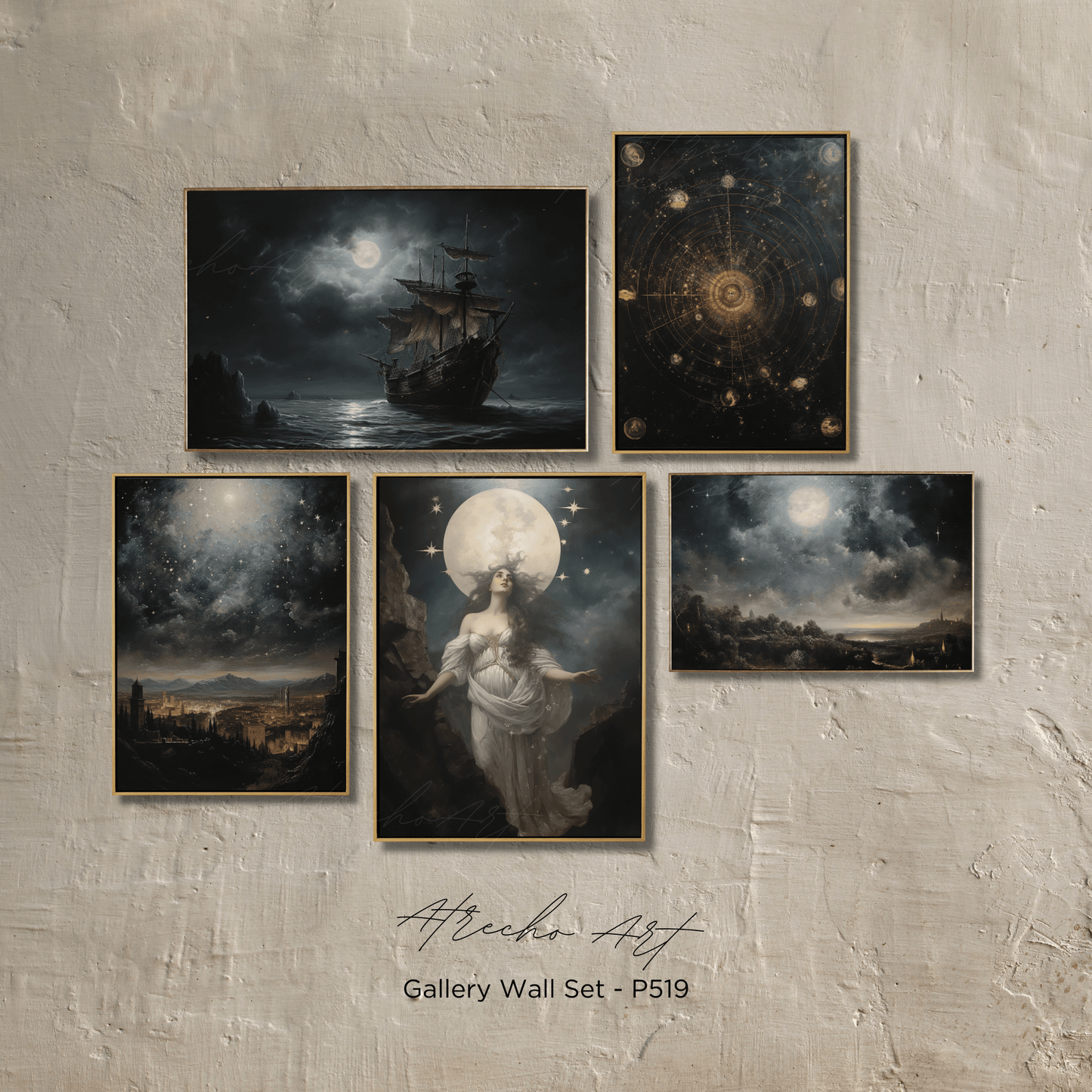 SET OF FIVE Prints | P529 | Moon Collection