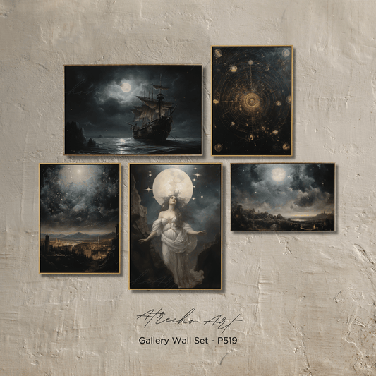 SET OF FIVE Prints | P529 | Moon Collection