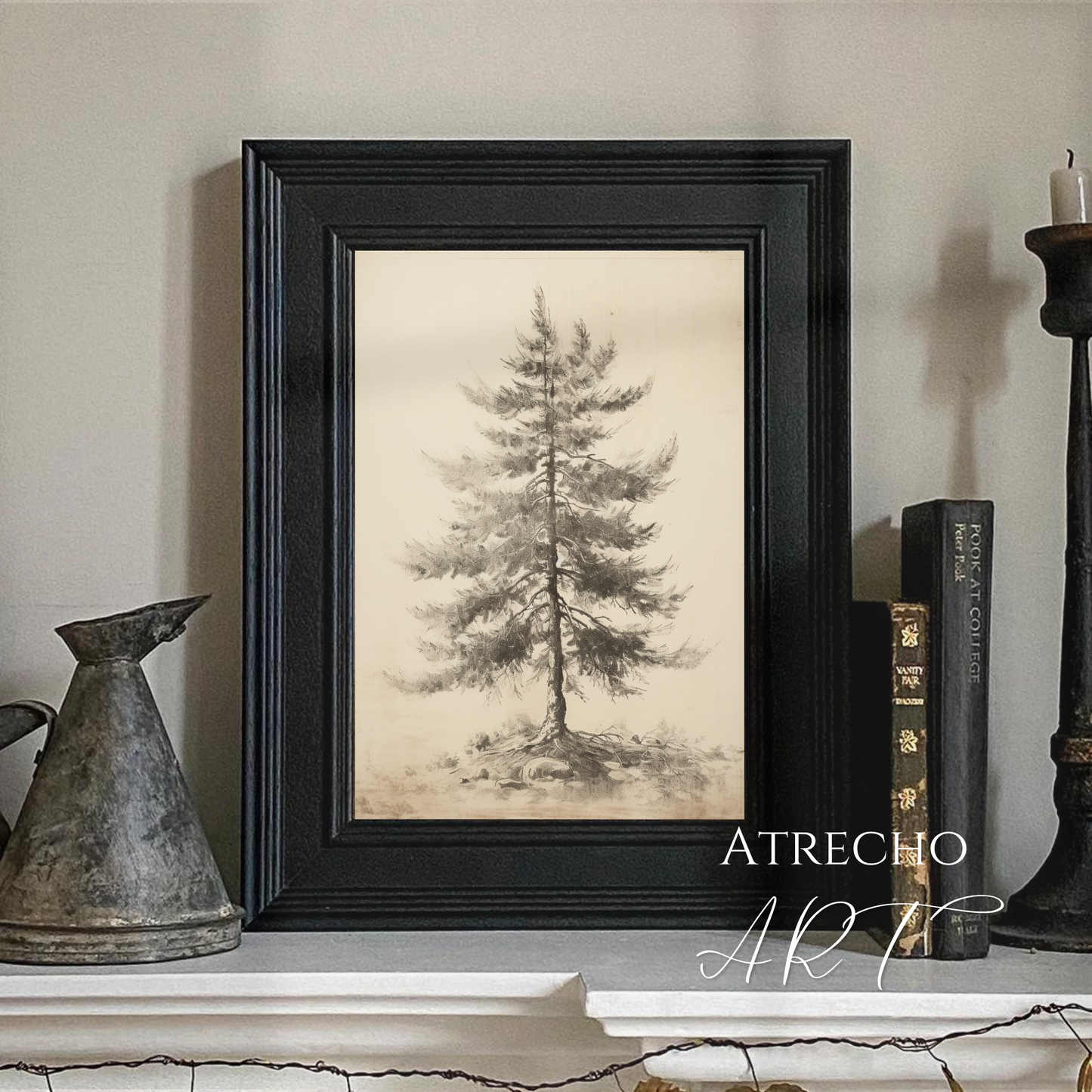 Vintage Gallery Wall Art Set of 9 Prints | Light Neutral Botanical & Landscape Prints | P906 Moody Dark Academia Home Decor