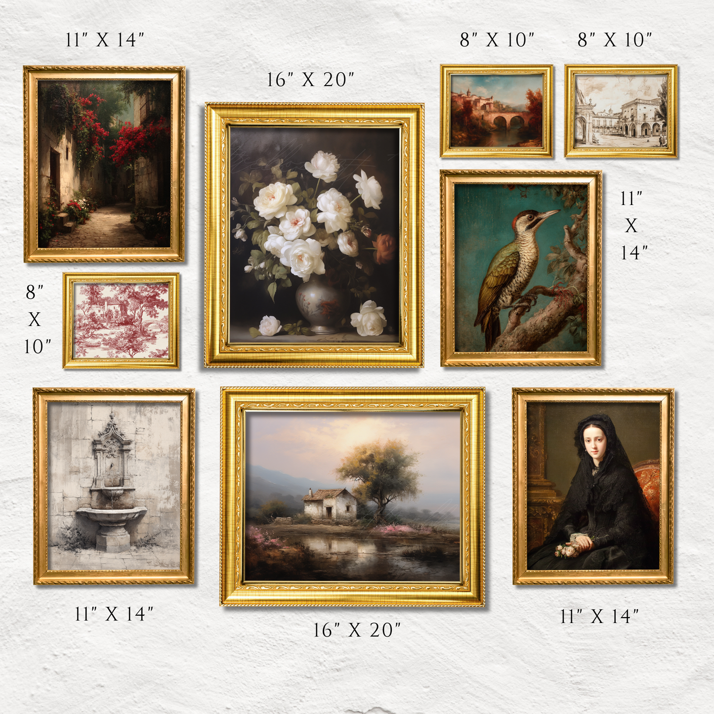 SET OF NINE PRINTS | P923 | Crimson Collection