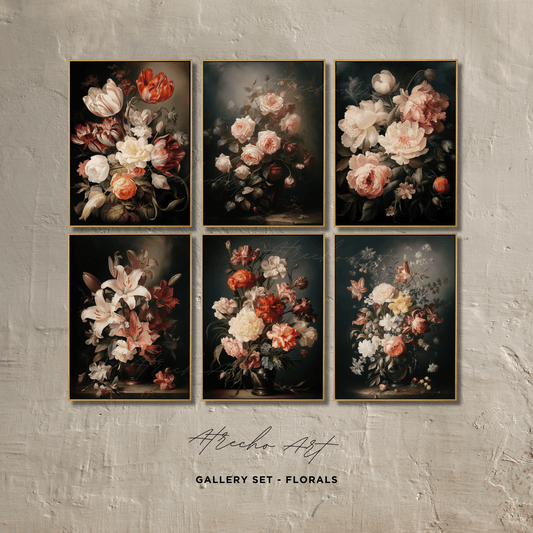 SET OF SIX Prints | P604 | Dark Florals Collection