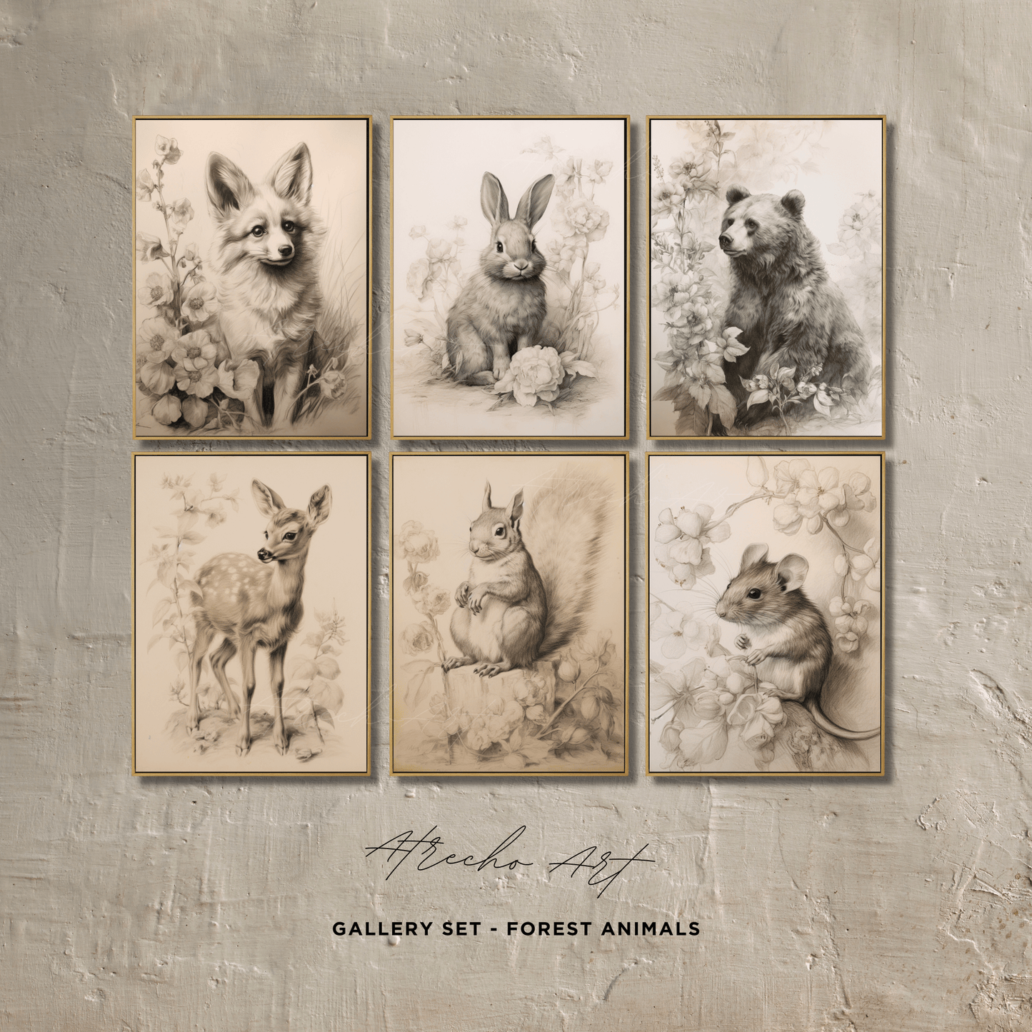 SET OF SIX Prints | P601 | Forest Animal Collection