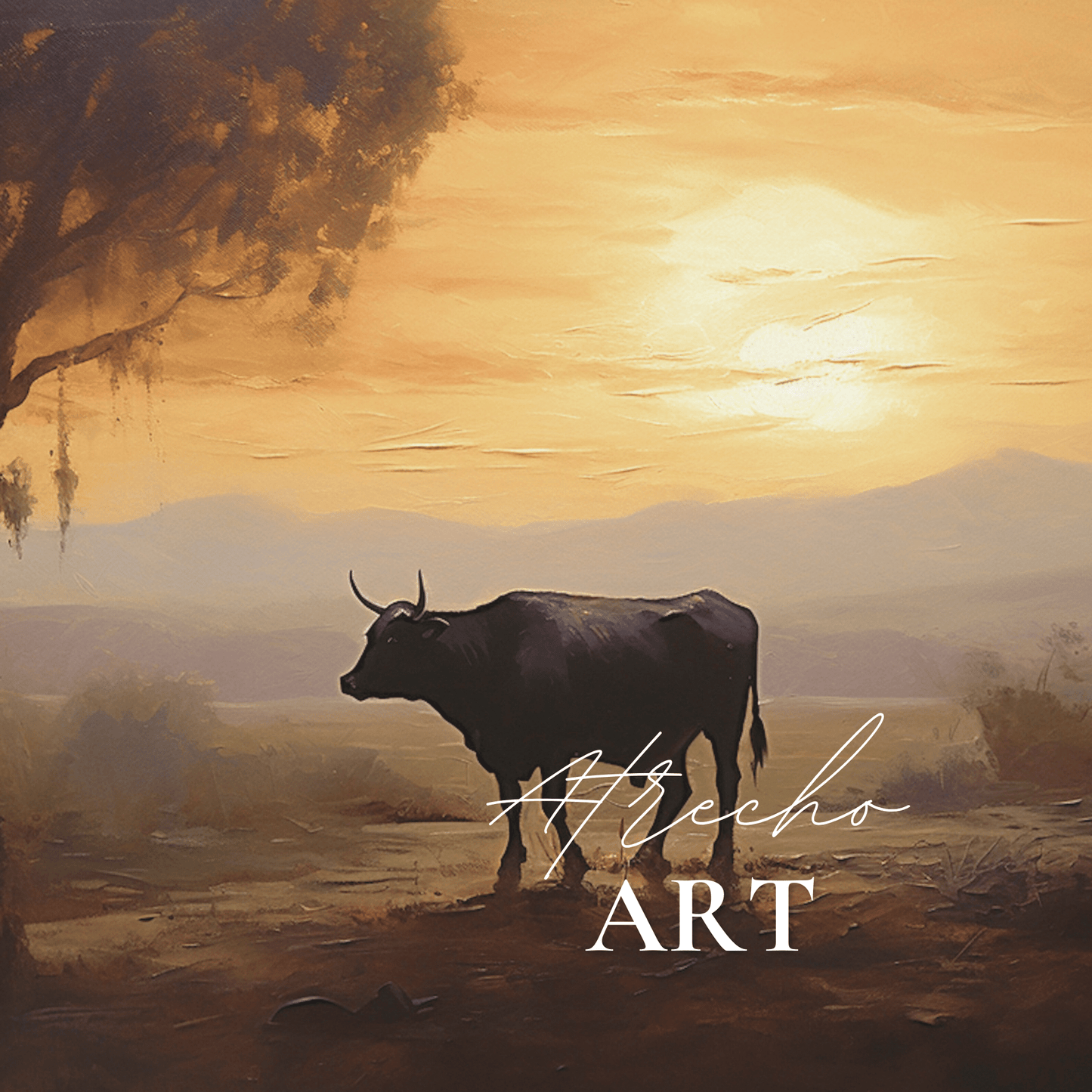 BULL AT SUNSET | Printed Artwork | AN30