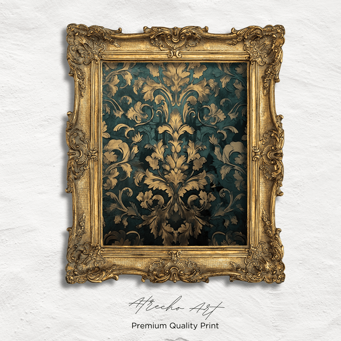 DARK GREEN DAMASK | Printed Artwork | TE08