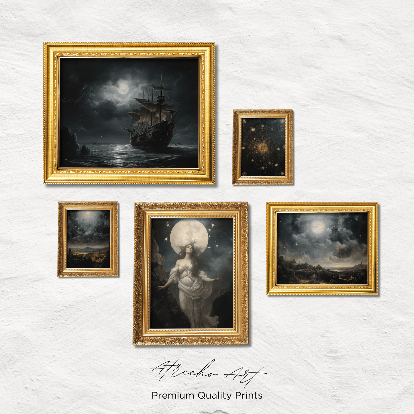 SET OF FIVE Prints | P529 | Moon Collection