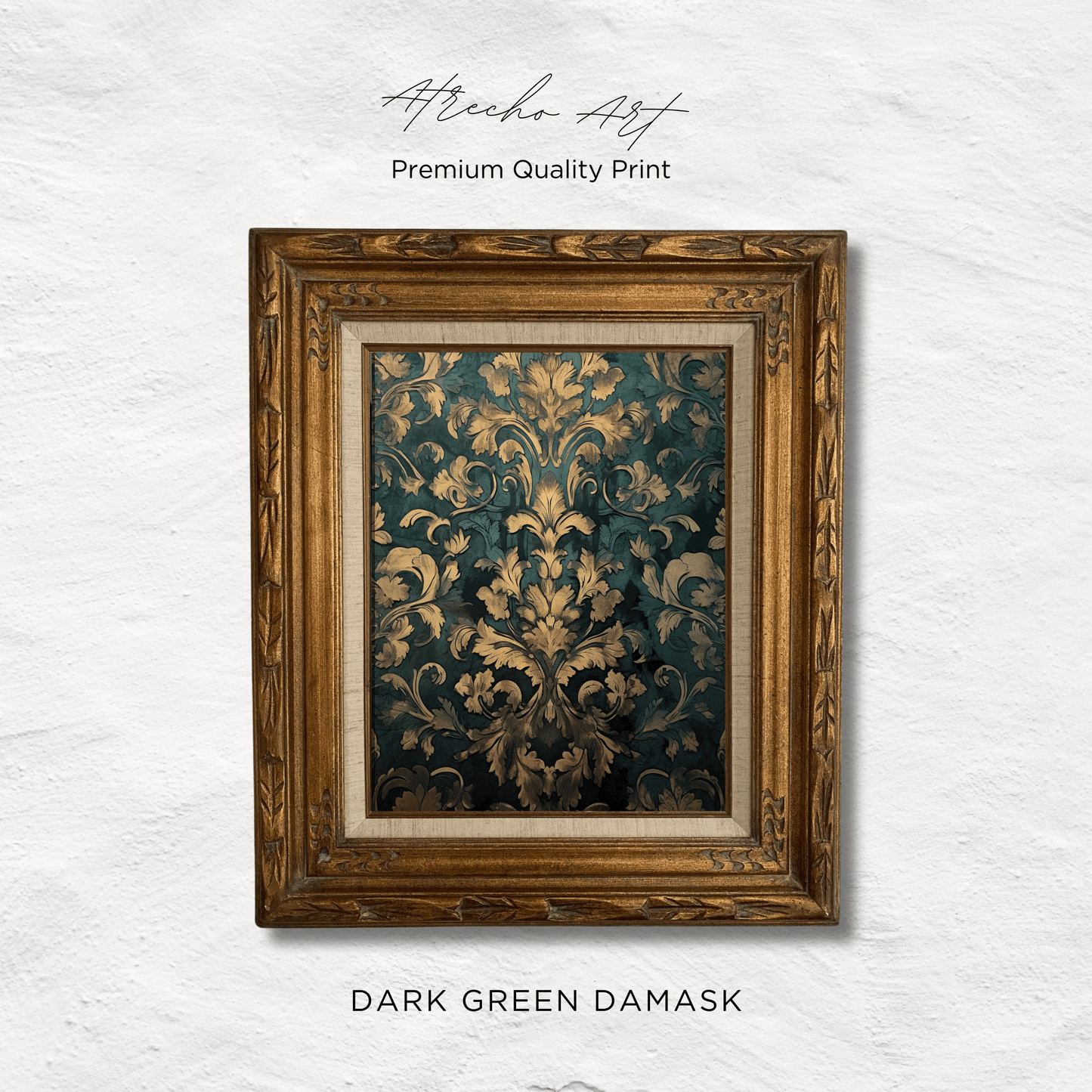 DARK GREEN DAMASK | Printed Artwork | TE08