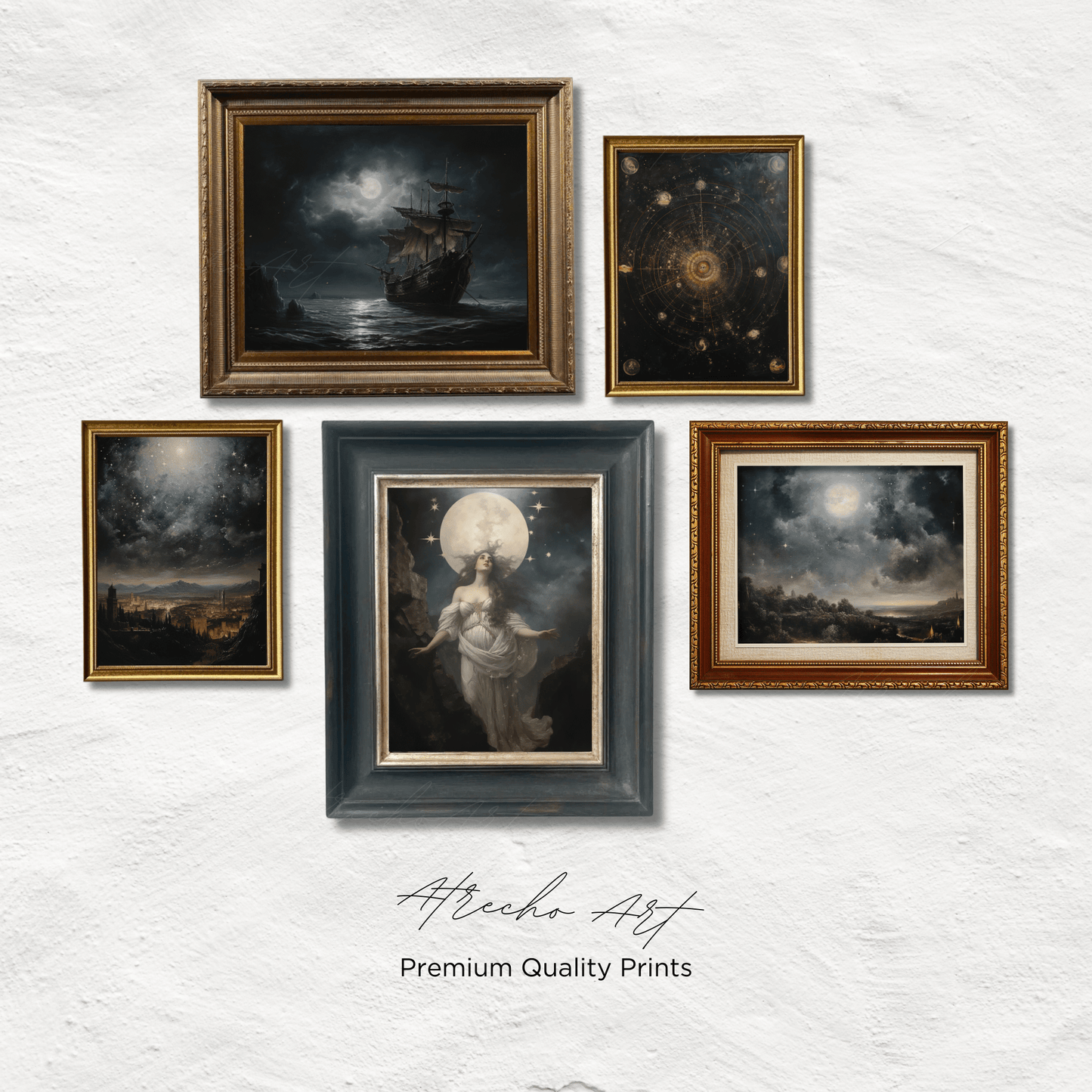 SET OF FIVE Prints | P529 | Moon Collection