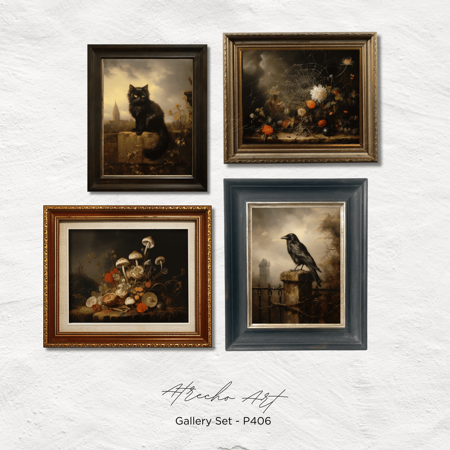 SET OF FOUR Prints | P406 | Dark Academia Collection