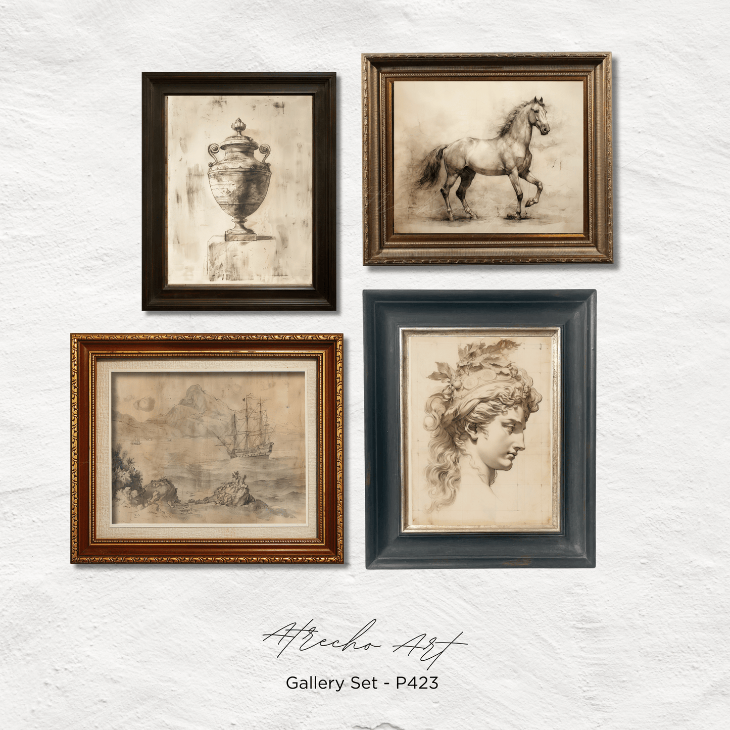 SET OF FOUR Prints | P423 | Neutral Sketches Collection